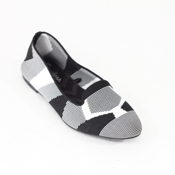 Skechers Cleo Ballet Flat sz 7 Women Slip on Shoe black white print - Picture 4 of 9